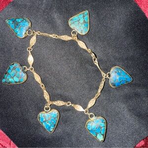 Turquoise Heart Charm Bracelet